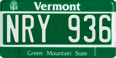 VT license plate NRY936