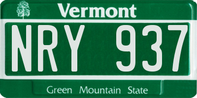 VT license plate NRY937