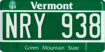 VT license plate NRY938