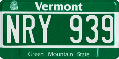 VT license plate NRY939