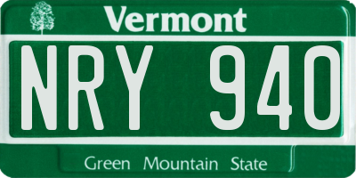 VT license plate NRY940