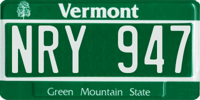VT license plate NRY947