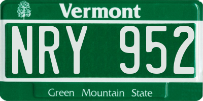 VT license plate NRY952