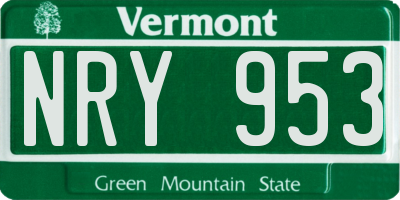 VT license plate NRY953