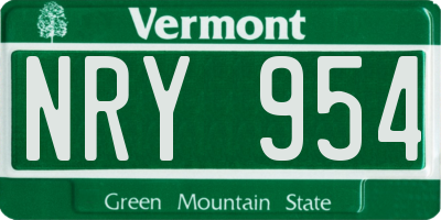 VT license plate NRY954