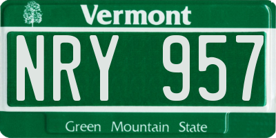 VT license plate NRY957