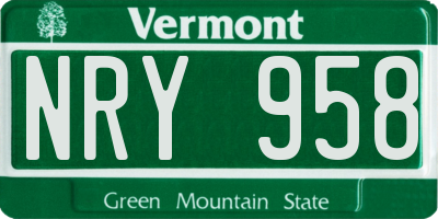 VT license plate NRY958