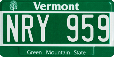 VT license plate NRY959
