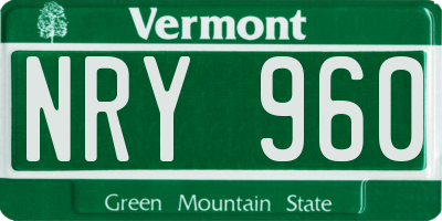 VT license plate NRY960