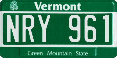 VT license plate NRY961