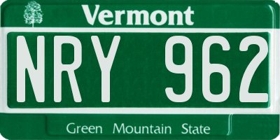 VT license plate NRY962