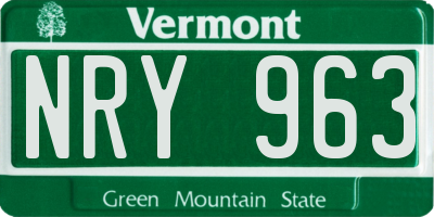 VT license plate NRY963