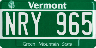 VT license plate NRY965