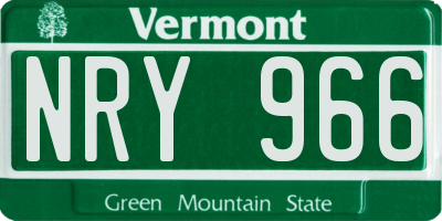 VT license plate NRY966