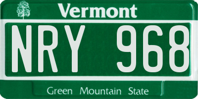 VT license plate NRY968