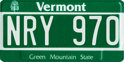 VT license plate NRY970