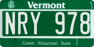VT license plate NRY978