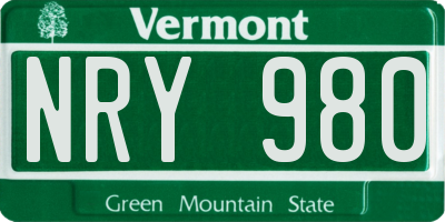 VT license plate NRY980
