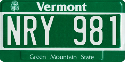 VT license plate NRY981