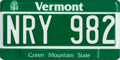 VT license plate NRY982