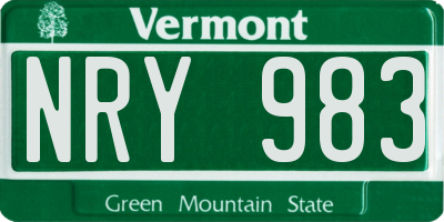 VT license plate NRY983