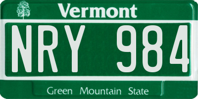 VT license plate NRY984