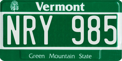 VT license plate NRY985