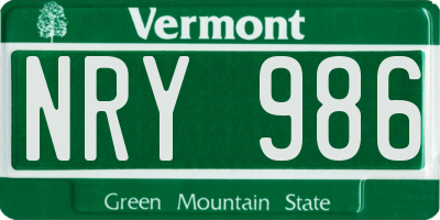 VT license plate NRY986
