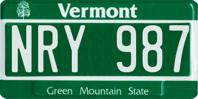 VT license plate NRY987