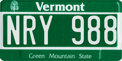 VT license plate NRY988