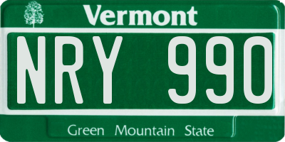 VT license plate NRY990
