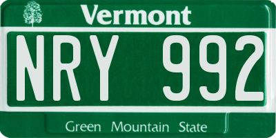 VT license plate NRY992