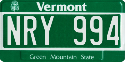 VT license plate NRY994