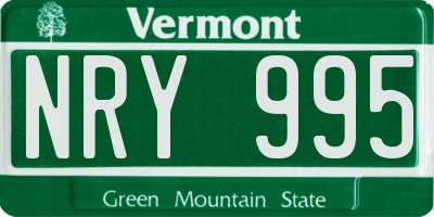 VT license plate NRY995