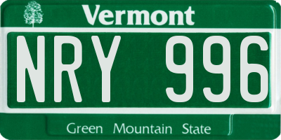 VT license plate NRY996