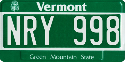 VT license plate NRY998