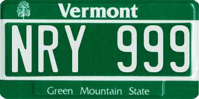 VT license plate NRY999