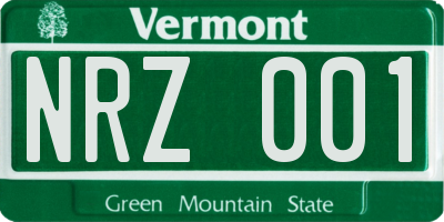 VT license plate NRZ001