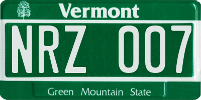 VT license plate NRZ007