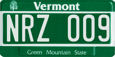 VT license plate NRZ009