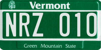 VT license plate NRZ010