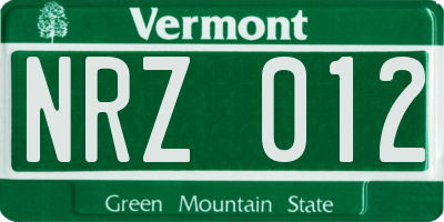 VT license plate NRZ012