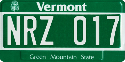VT license plate NRZ017