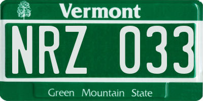 VT license plate NRZ033