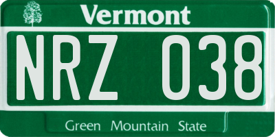 VT license plate NRZ038