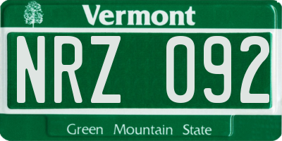 VT license plate NRZ092