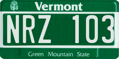 VT license plate NRZ103