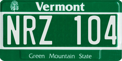 VT license plate NRZ104
