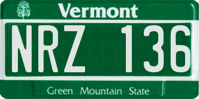 VT license plate NRZ136