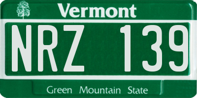 VT license plate NRZ139